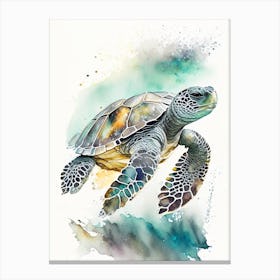 Leatherback Sea Turtle (Dermochelys Coriacea), Sea Turtle Storybook Watercolours 1 Canvas Print