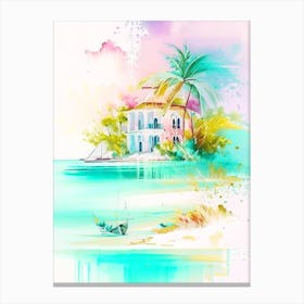 Bimini Bahamas Watercolour Pastel Tropical Destination Canvas Print