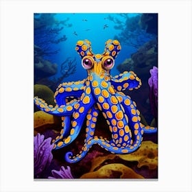 Southern Blue Ringed Octopus Illustration 10 Canvas Print