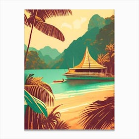 Koh Phayam Thailand Vintage Sketch Tropical Destination Canvas Print