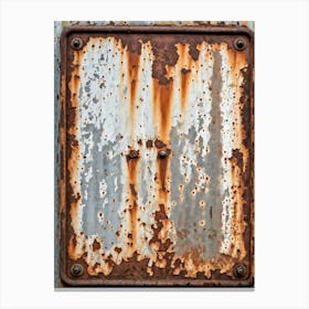 Decades Old Rust Stained Iron Sign Set Against The Industrial Backdrop Characterized By The Wear (3) Canvas Print