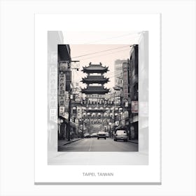 Poster Of Taipei, Taiwan, Black And White Old Photo 2 Canvas Print