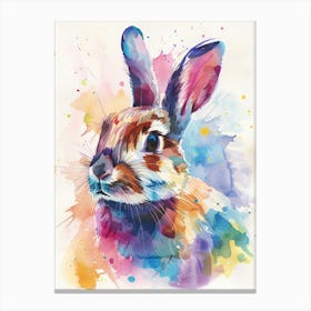 Rabbit Colourful Watercolour 4 Canvas Print