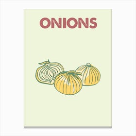 Onion, Condiment, Kitchen, Cartoon, Art, Style, Minimal, Wall Print Canvas Print