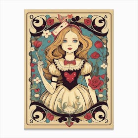 Alice In Wonderland Vintage Playing Card 2 Canvas Print