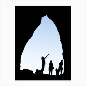 Silhouette Of People In A Cave Canvas Print