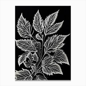 Calamint Leaf Linocut 3 Canvas Print