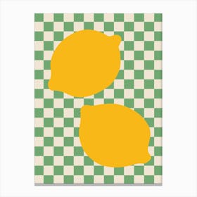 Lemons On A Checkered Table Canvas Print