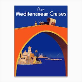 Mediterranean Cruises, Red Arch Bridge Canvas Print