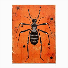 Ant, Woodblock Animal  Drawing 4 Canvas Print