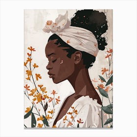 Black Girl In Flowers Canvas Print