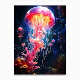 Jellyfish In The Sea Canvas Print