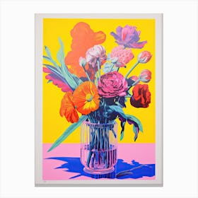 Colourful Flower Still Life Risograph Style 2 Canvas Print
