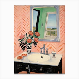 Bathroom Vanity Painting With A Carnation Bouquet 2 Canvas Print