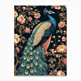 Floral Vintage Peacock Wallpaper Style 1 Canvas Print