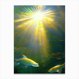 Tancho Koi Fish Monet Style Classic Painting Canvas Print