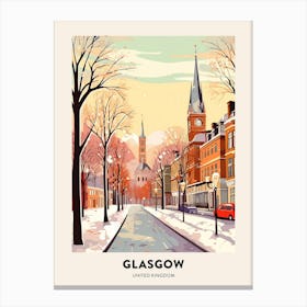 Vintage Winter Travel Poster Glasgow United Kingdom 1 Canvas Print