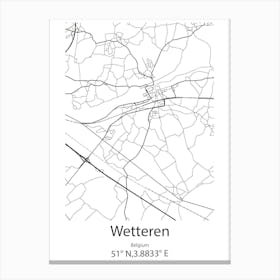 Wetteren,Belgium Minimalist Map Canvas Print