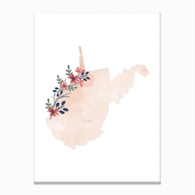 West Virginia Watercolor Floral State Canvas Print