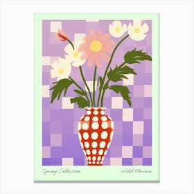 Spring Collection Wild Flowers Lilac Tones In Vase 1 Canvas Print