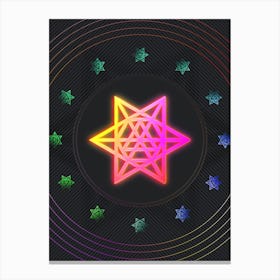 Neon Geometric Glyph in Pink and Yellow Circle Array on Black n.0144 Canvas Print