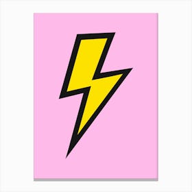 Lightning Bolt Yellow on Pink Canvas Print