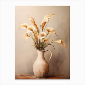 Calla Lily, Autumn Fall Flowers Sitting In A White Vase, Farmhouse Style 2 Canvas Print