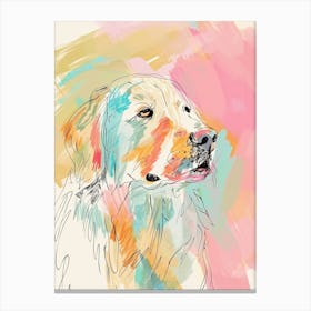 Golden Retriever Dog Pastel Line Watercolour Illustration  3 Canvas Print