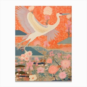 Maximalist Bird Painting Crane 4 Canvas Print
