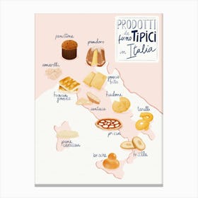 Italy Food Map Illustration Canvas Print