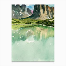 Torres Del Paine National Park Chile Water Colour Poster Canvas Print