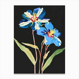 Neon Flowers On Black Forget Me Not 3 Canvas Print