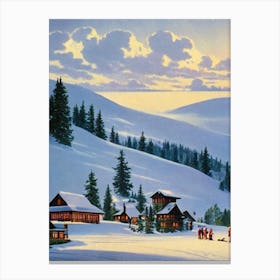 Stowe, Usa Ski Resort Vintage Landscape 1 Skiing Poster Canvas Print