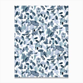 Watercolor Petal Stains Blue Greyish Canvas Print
