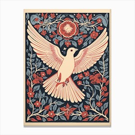 Vintage Bird Linocut Dove 2 Canvas Print