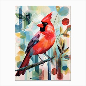 Bird Painting Collage Cardinal 3 Canvas Print