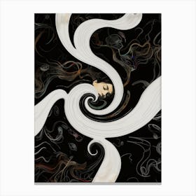 Abstract woman, white spirals, "Lost In This World" Canvas Print