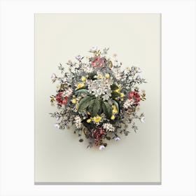 Vintage Shipova Flower Wreath on Ivory White n.0452 Canvas Print