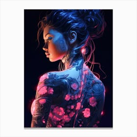 Neon Flower Girl Canvas Print