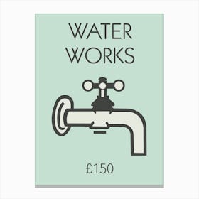 Monopoly Inspired Water Works Bathroom Print Canvas Print