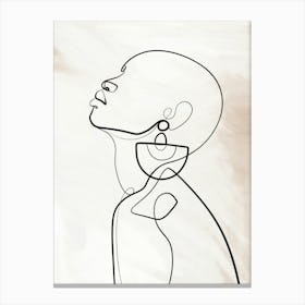 Female Face One Line Drawing 1 Canvas Print