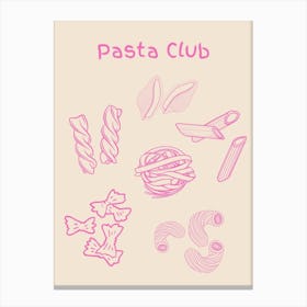 Pasta Club Poster Pink Canvas Print