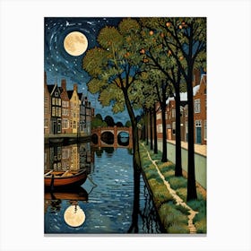 William Morris Moonlight On The Canal Canvas Print