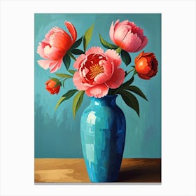 Peonies In A Vase 7 Canvas Print