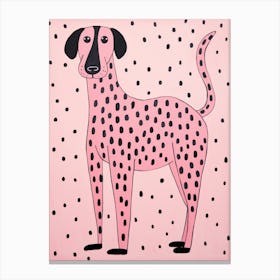 Pink Polka Dot Dog 1 Canvas Print