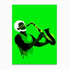 Jazzy Man Art Prints Illustration Green Canvas Print
