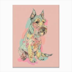 Welsh Terrier Dog Pastel Line Watercolour Illustration  2 Canvas Print