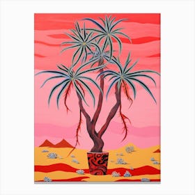 Pink And Red Plant Illustration Madagascar Dragon Tree 2 Canvas Print