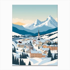 Retro Winter Illustration St Moritz Switzerland 2 Canvas Print