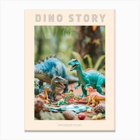 Toy Dinosaur Picnic In The Forest Poster Canvas Print
